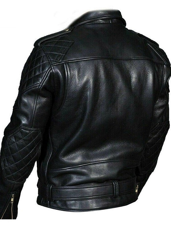 police black Leather biker jacket