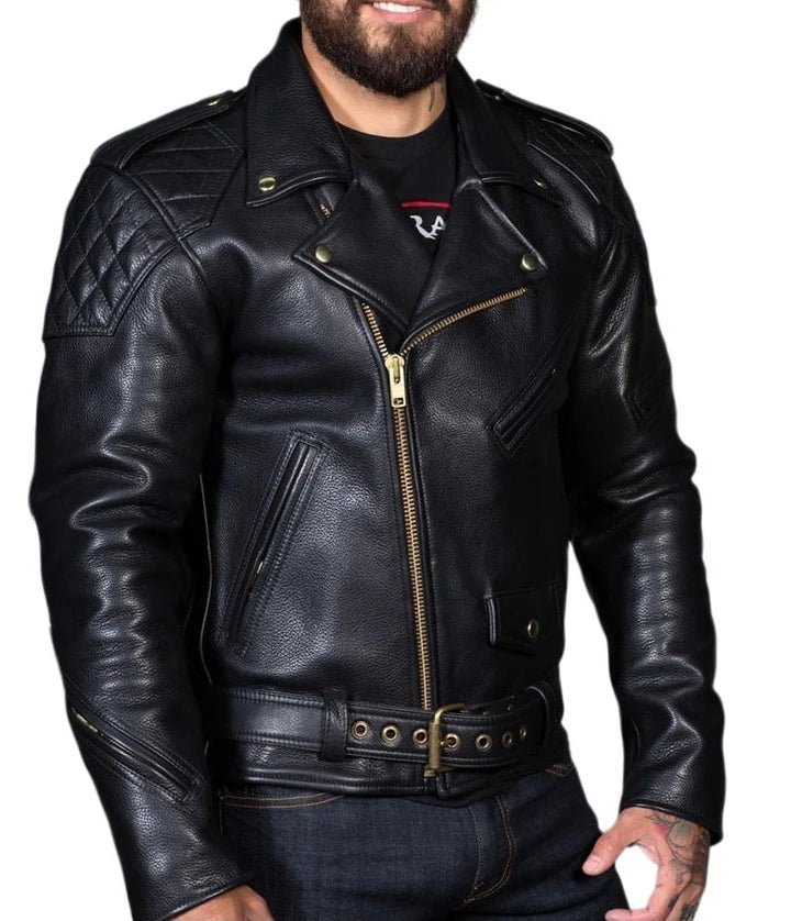 mens black leather biker jacket UK USA and all over europe 