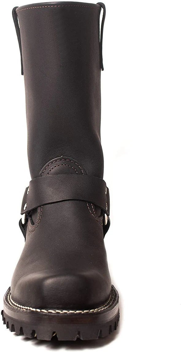 men’s Black Leather Harness Boots 