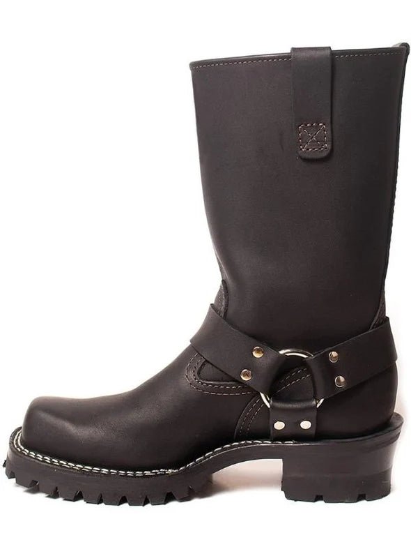 Black Leather Harness Boots 