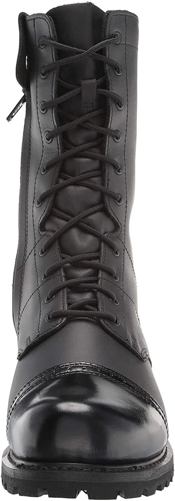 The leather men Black Leather Military Boots 