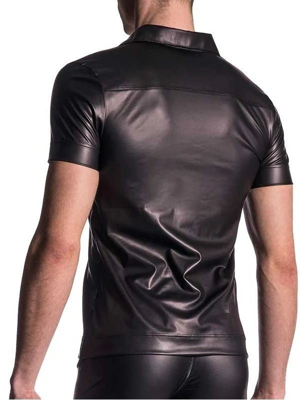 Black Leather Polo Shirt - Stylish & Sleek Casual Wear