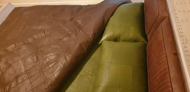 Black Leather Queen Size Duvet Cover Set