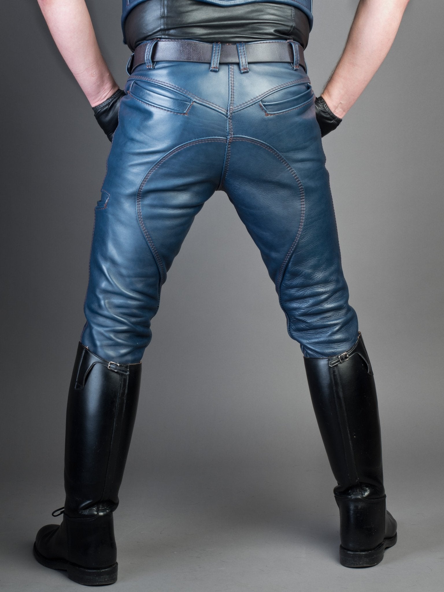 Blue Leather Pants with Skull Belt – Stylish & Slim Fit UK USA And All over the Europe 