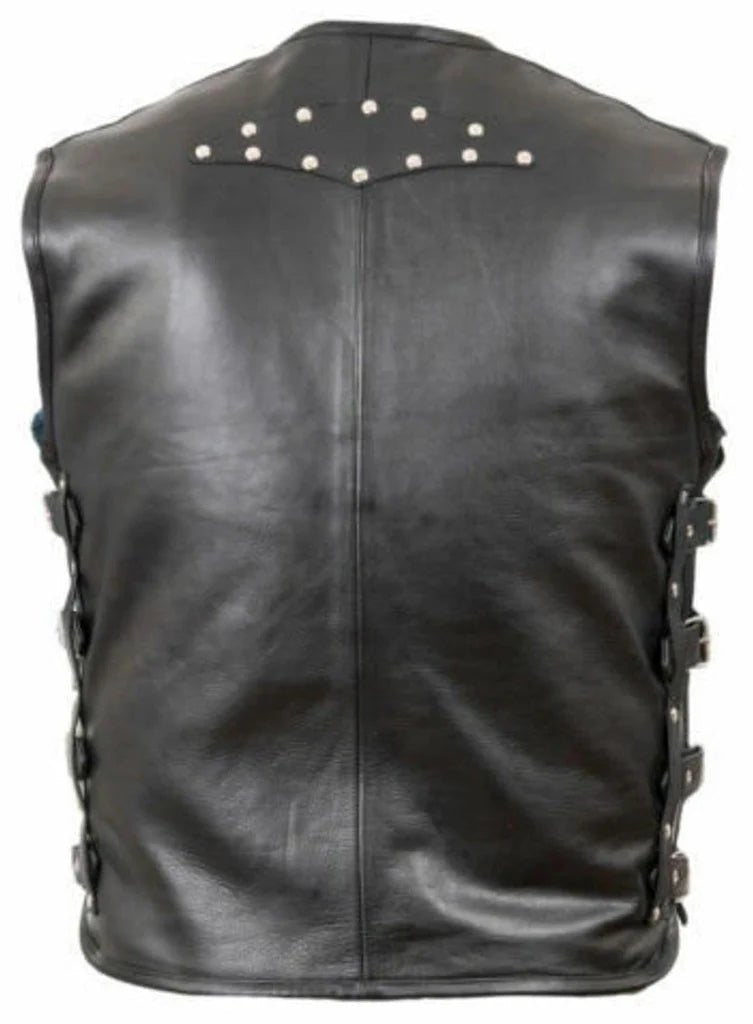 Buckled Leather Biker Vest – Stylish & Durable