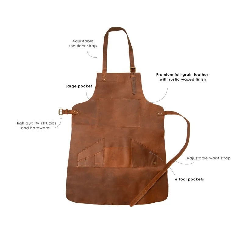  Pocket Full Grain Leather Apron best leather apron with pockets​
