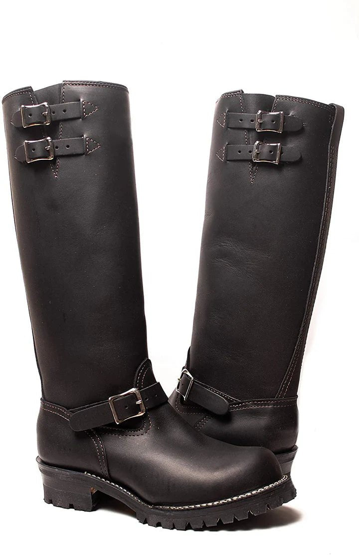 Double Strap Black Leather Boots - The Leather Men