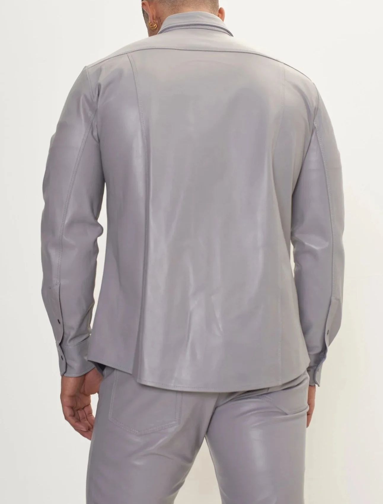 Genuine Lambskin Grey Leather Shirt - Premium Style & Comfort - The Leather Men