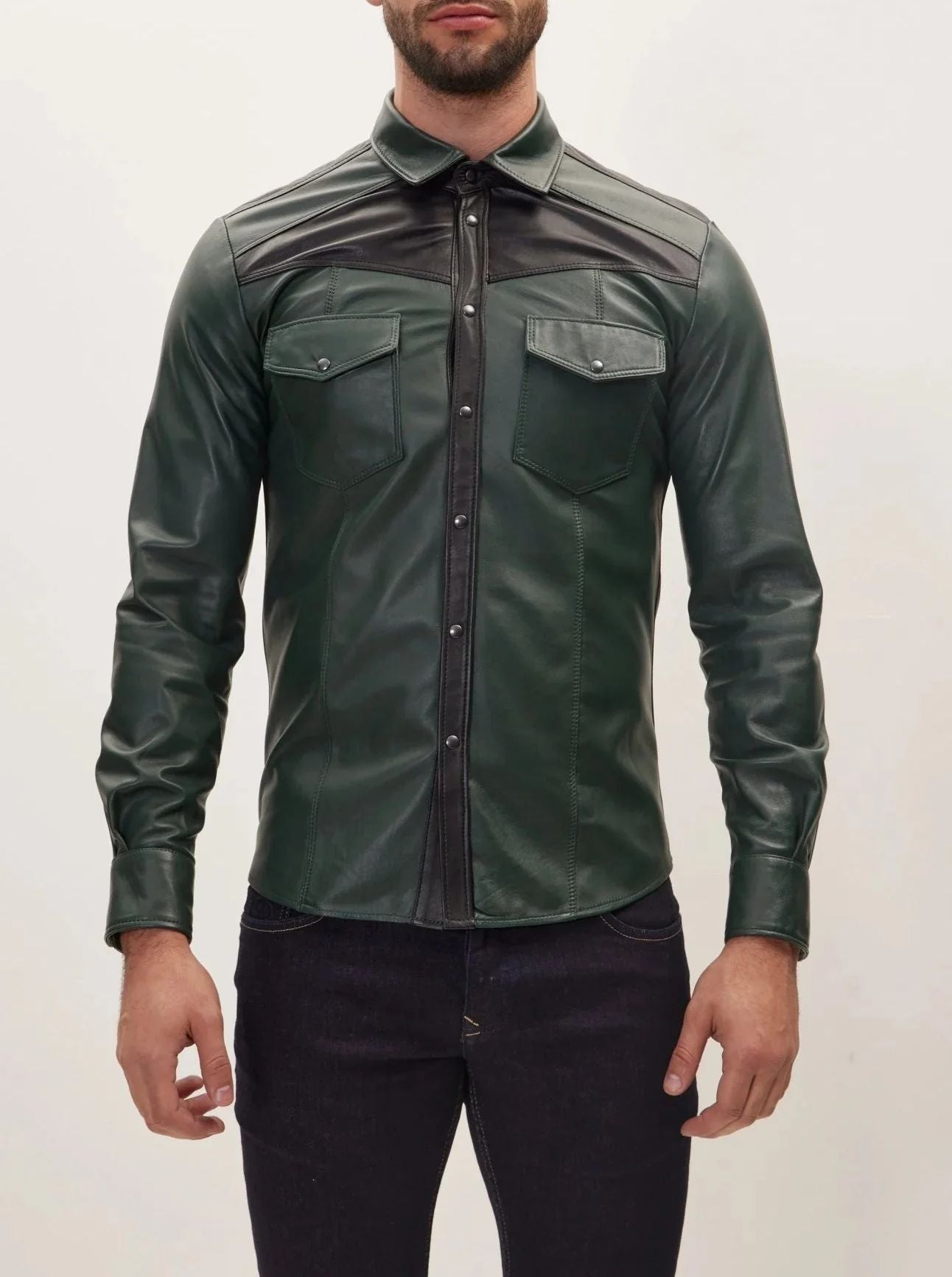 Genuine Lambskin Leather Long Sleeve Shirt - Bold Style & Comfort - The Leather Men