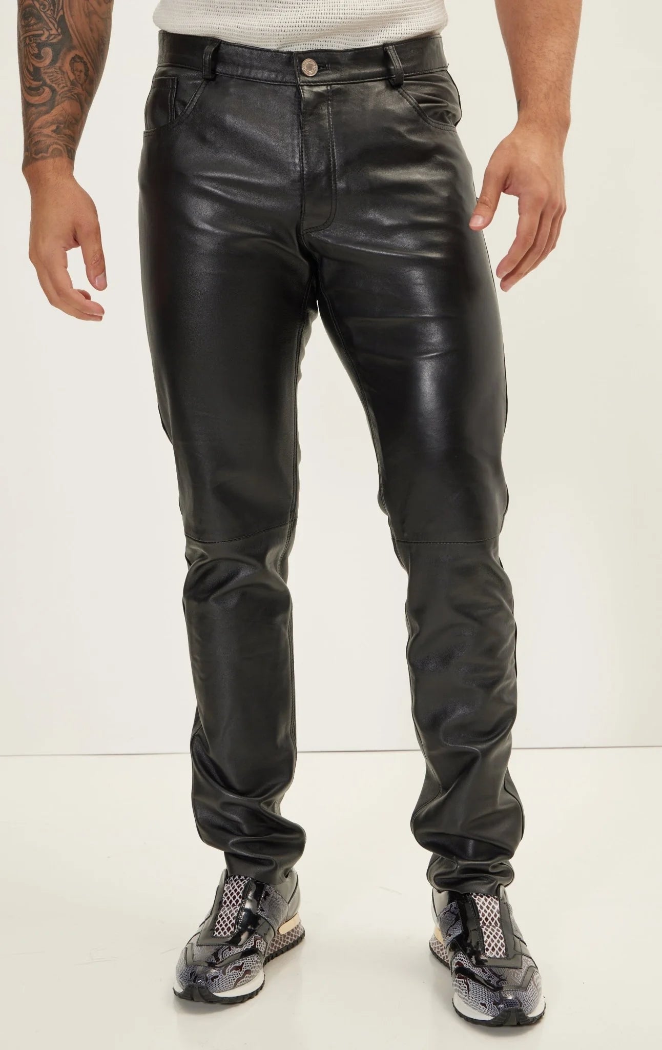 Black Genuine Lambskin Leather Pants