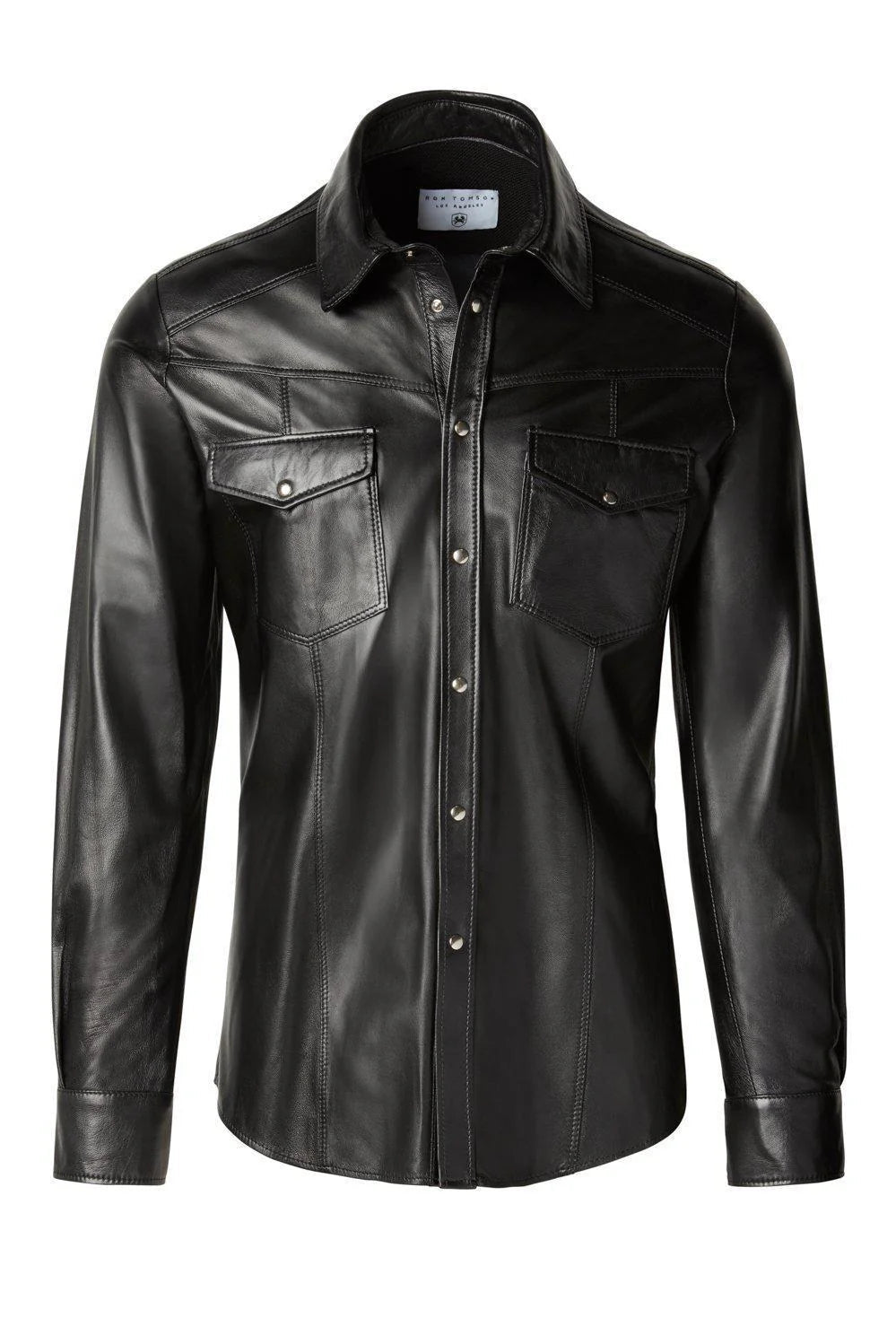 Genuine Lambskin Leather Shirt - Black - The Leather Men