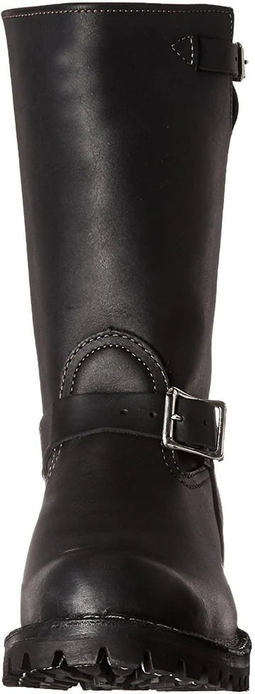 Leather Mid - Calf Boss Boots Rugged Style With Buckle