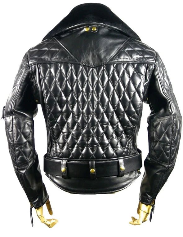 Black Leather Biker Jacket with Fur