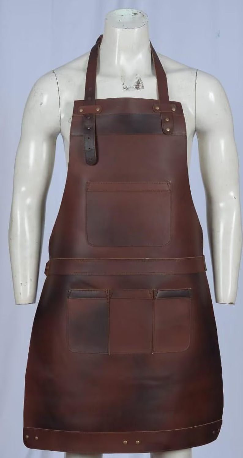 Luxury Real Leather Apron – Butcher BBQ & Cooking Apron