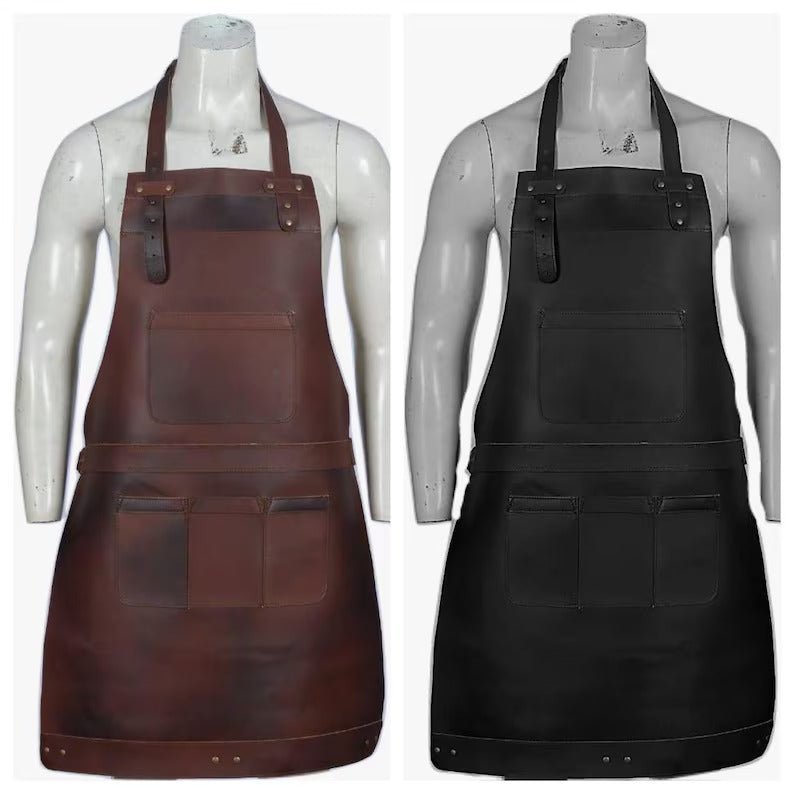 Luxury Real Leather Apron – Butcher BBQ & Cooking Apron