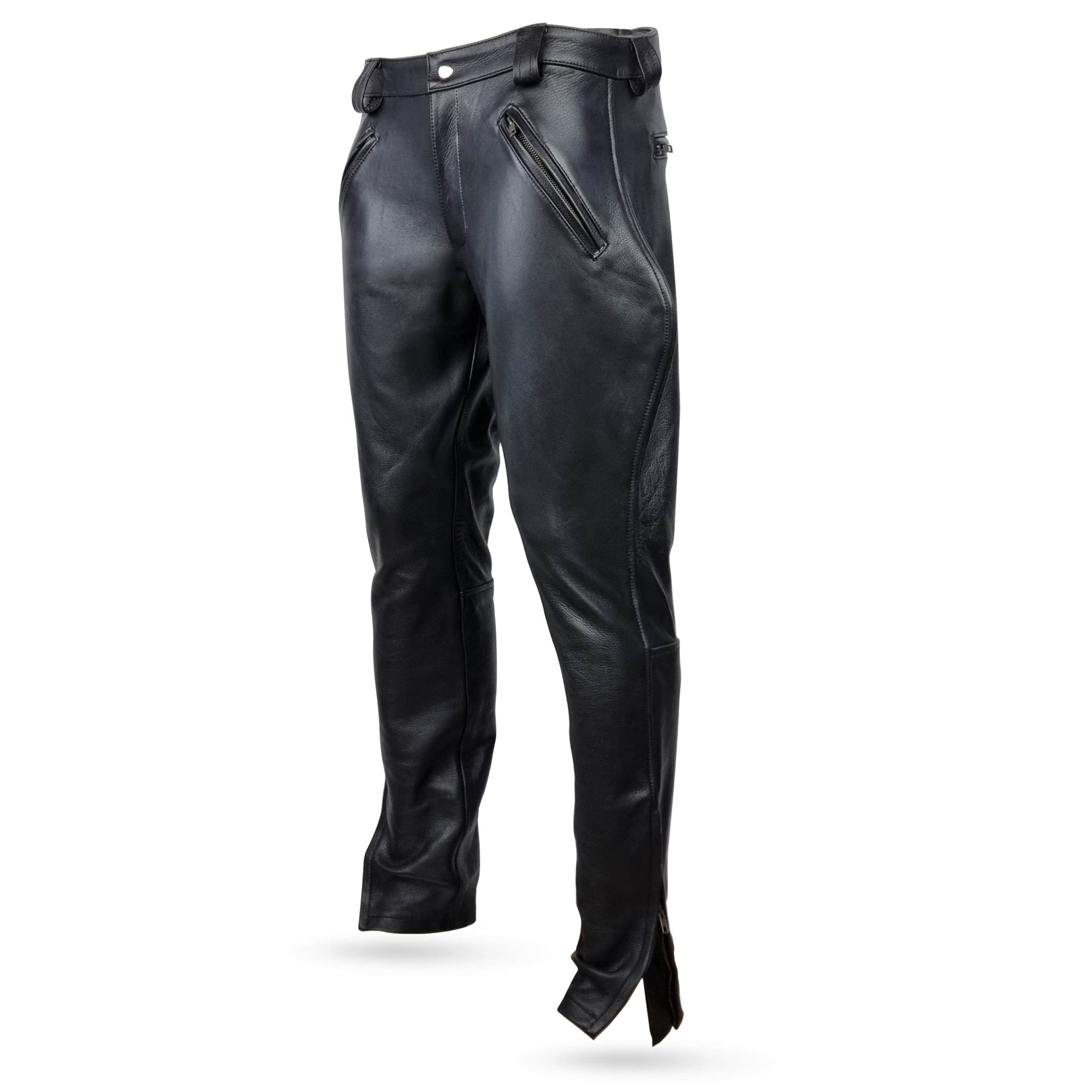 Men's Black Leather Ranger Pants – Classic Biker & Western Style