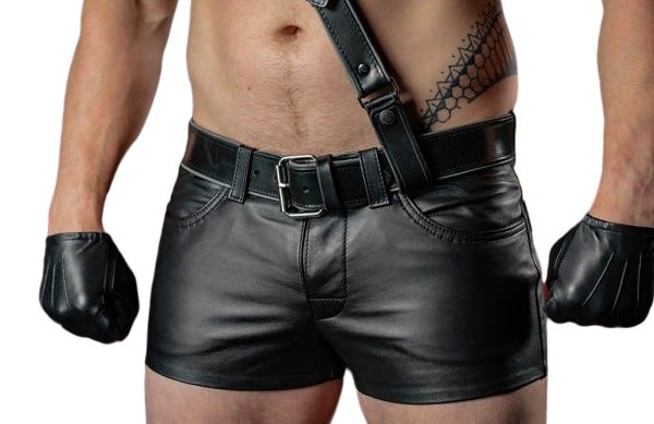 Men’s Black Leather Shorts – Sexy Tight Fit Clubwear
