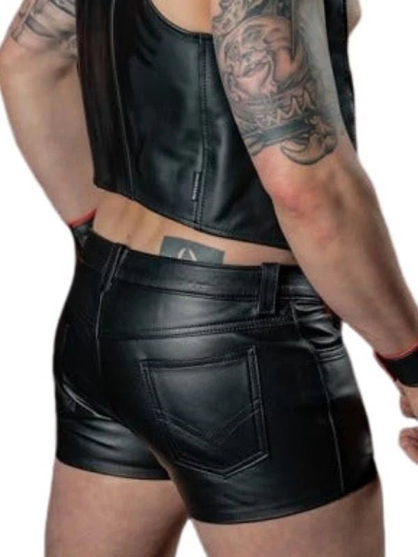 Men’s Black Leather Shorts – Sexy Tight Fit Clubwear