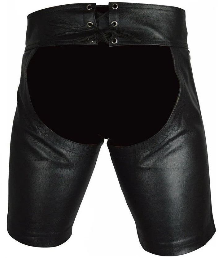 Men's Leather Chaps Shorts – Open Front - The Leather Men