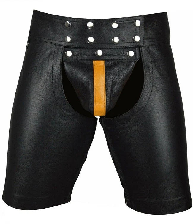 Men's Leather Chaps Shorts – Open Front - The Leather Men