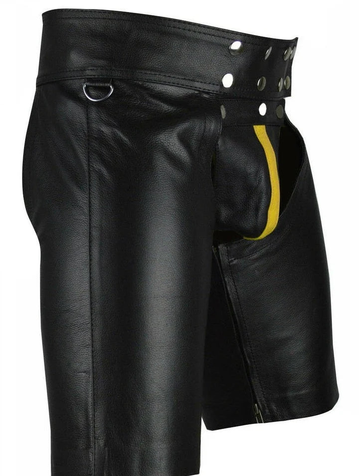 Men's Leather Chaps Shorts – Open Front - The Leather Men