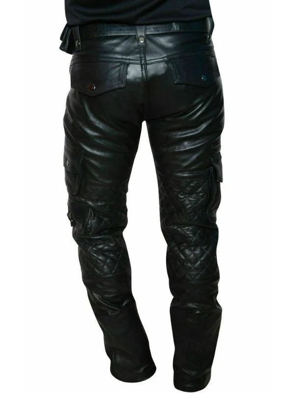 Mens Leather Padded Cargo Pants Rugged & Stylish