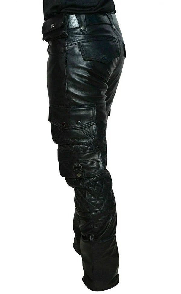 Mens Leather Padded Cargo Pants Rugged & Stylish