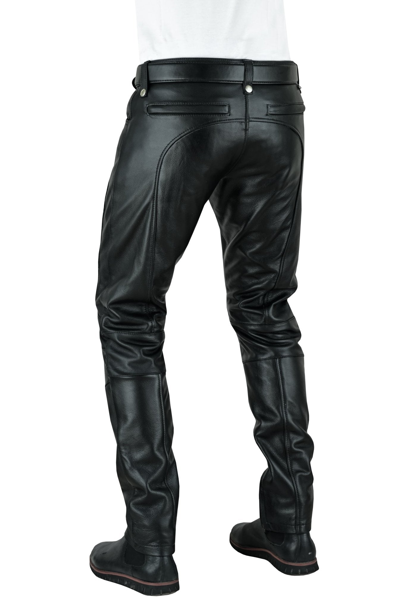 Men’s Quilted Black Leather Cargo Pants – Premium Biker Style