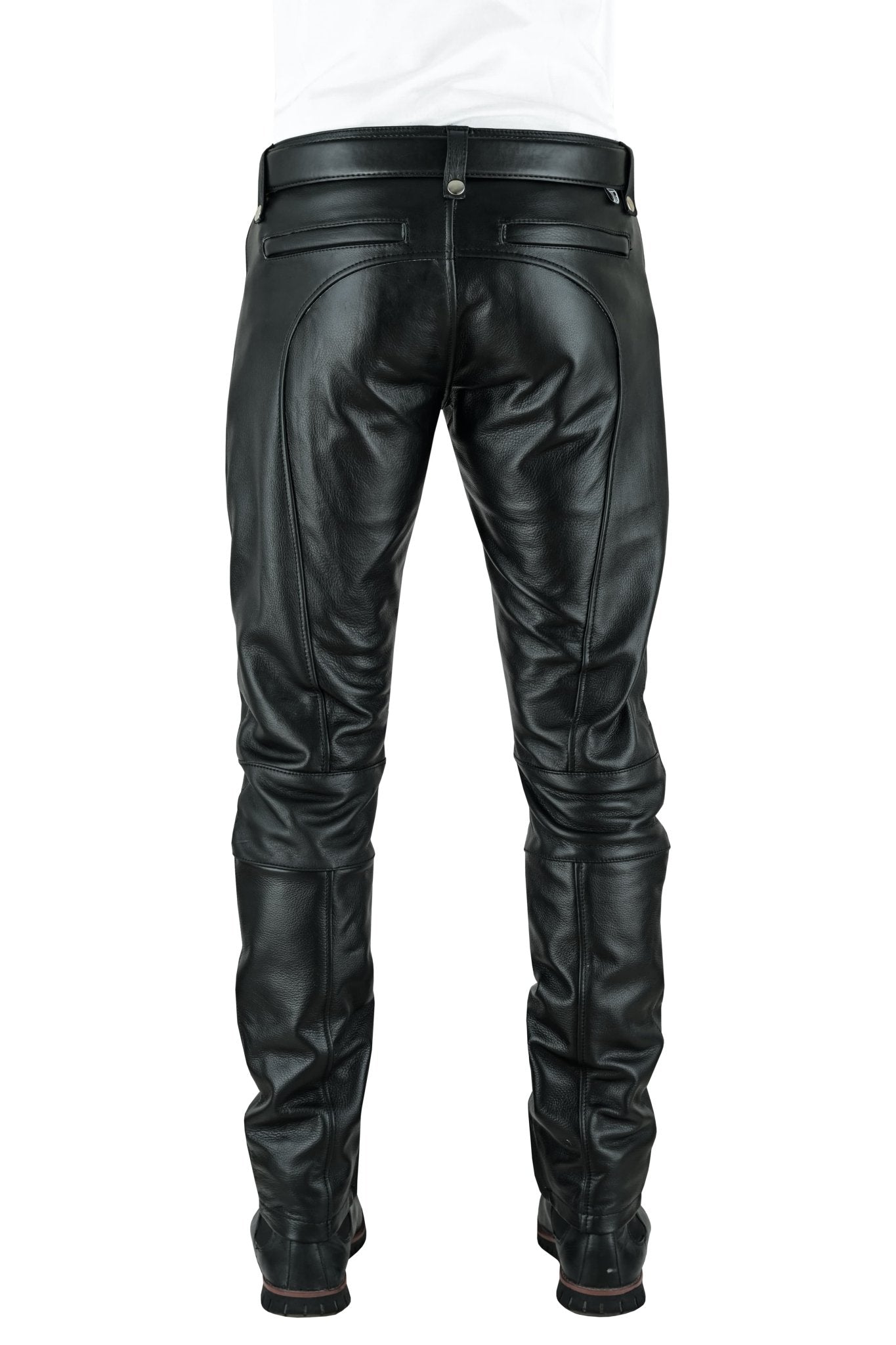 Men’s Quilted Black Leather Cargo Pants – Premium Biker Style