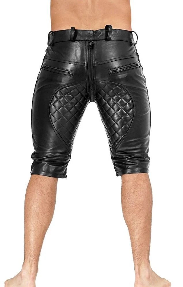 Men's Quilted Leather Padded Shorts - The Leather Men
