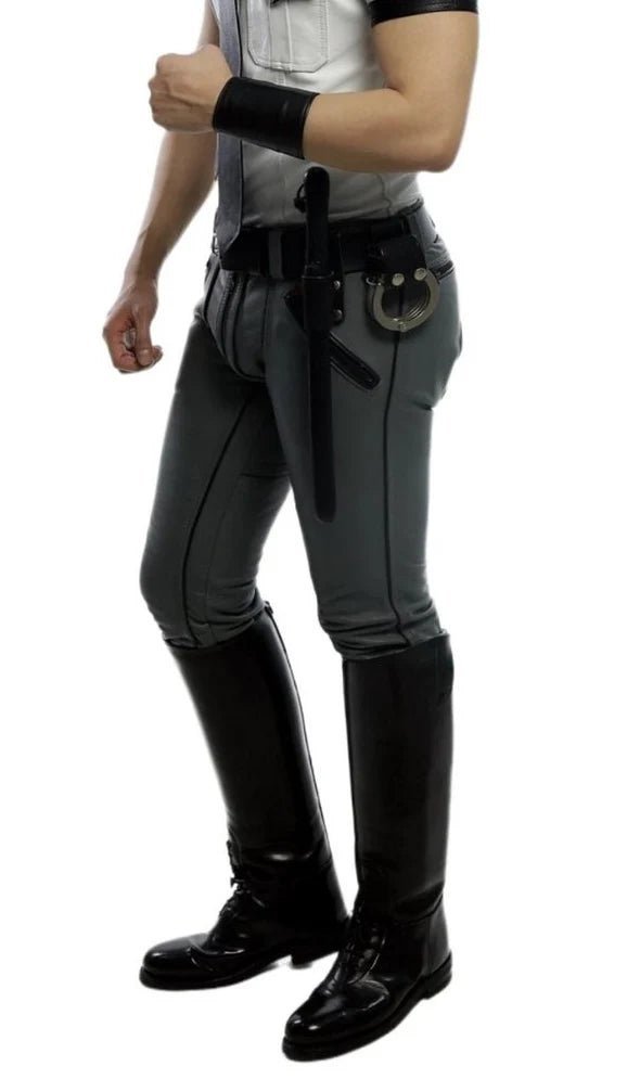 Men's Real Leather Gray Pant – Slim Fit, Stylish & Durable