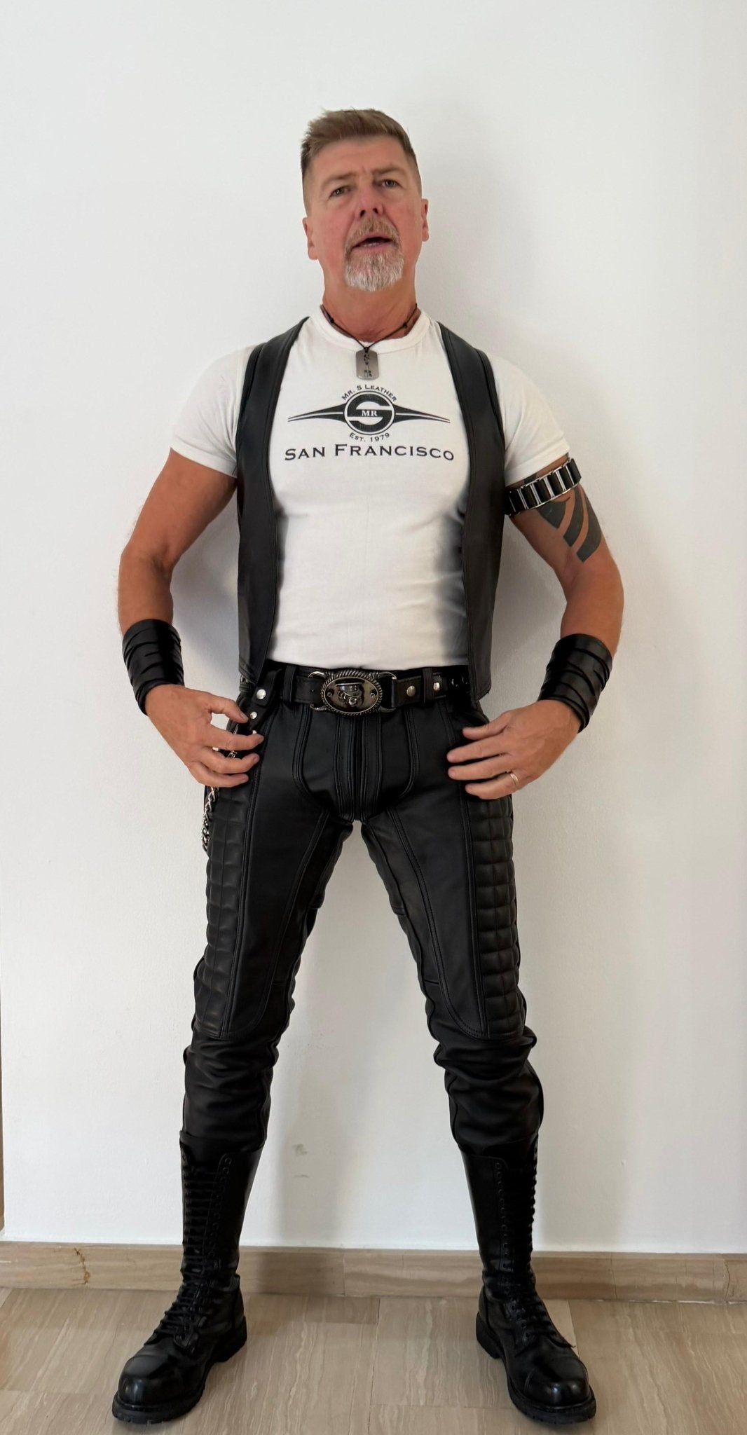 Men’s Real Leather Skinny Fit Padded Pants