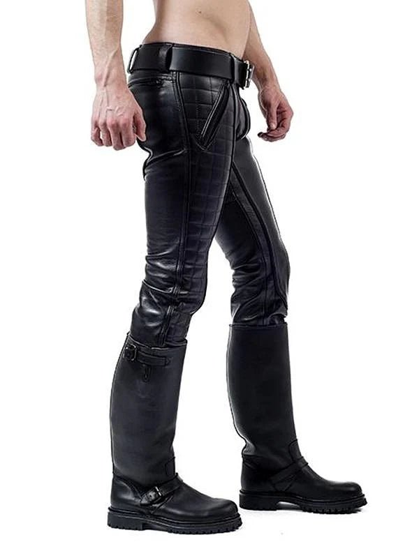 Men’s Real Leather Skinny Fit Padded Pants