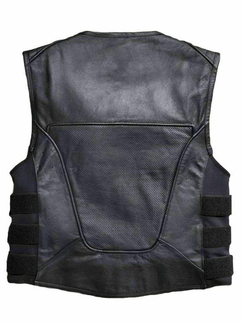 Men's Swat Style Black Mens Leather Biker Vest
