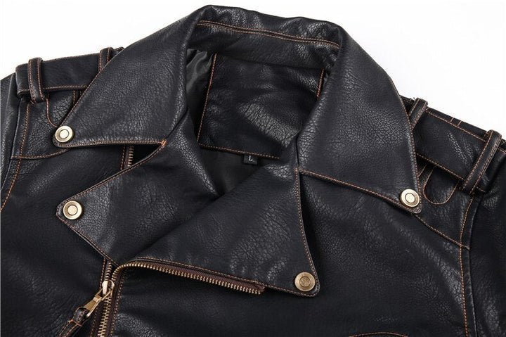 Men's Vintage Black Cowhide Leather Biker Jacket