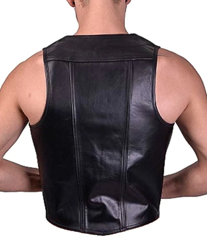 Open Leather Vest with Adjustable Arm Straps