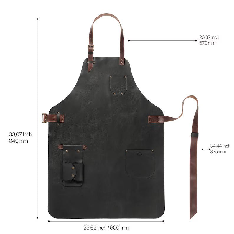 Personalized Top Grain Leather Workshop Apron with Pockets - The Leather Men