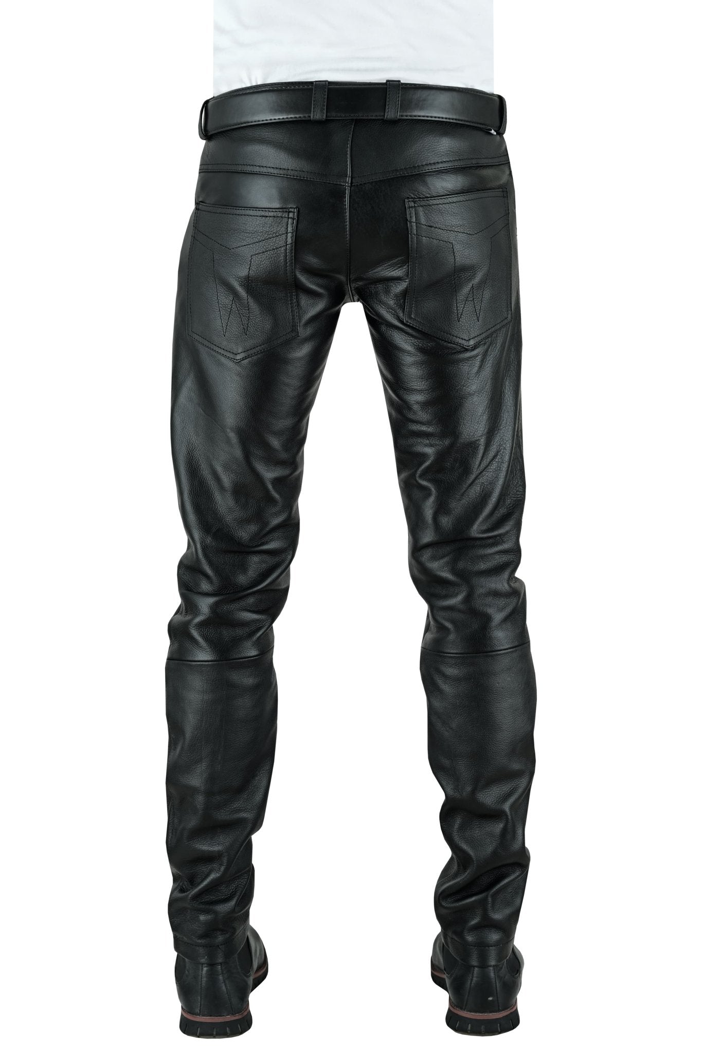 Real Leather Classic Zipper Jeans – Stylish & Comfortable Fit