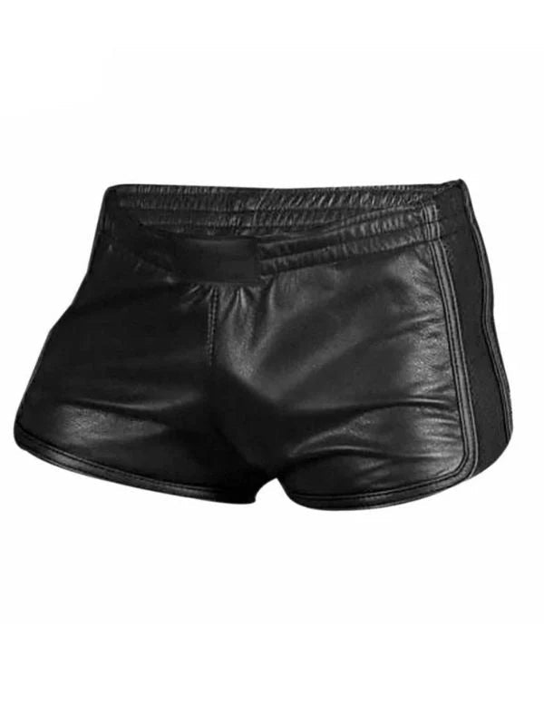 Real Leather Sport Shorts – Black, Stylish & Comfortable - The Leather Men