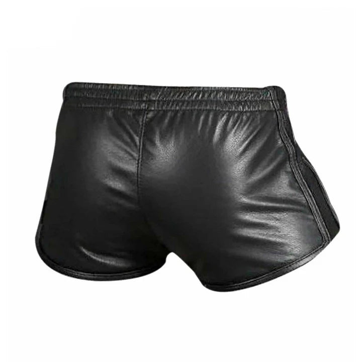 Real Leather Sport Shorts – Black, Stylish & Comfortable - The Leather Men