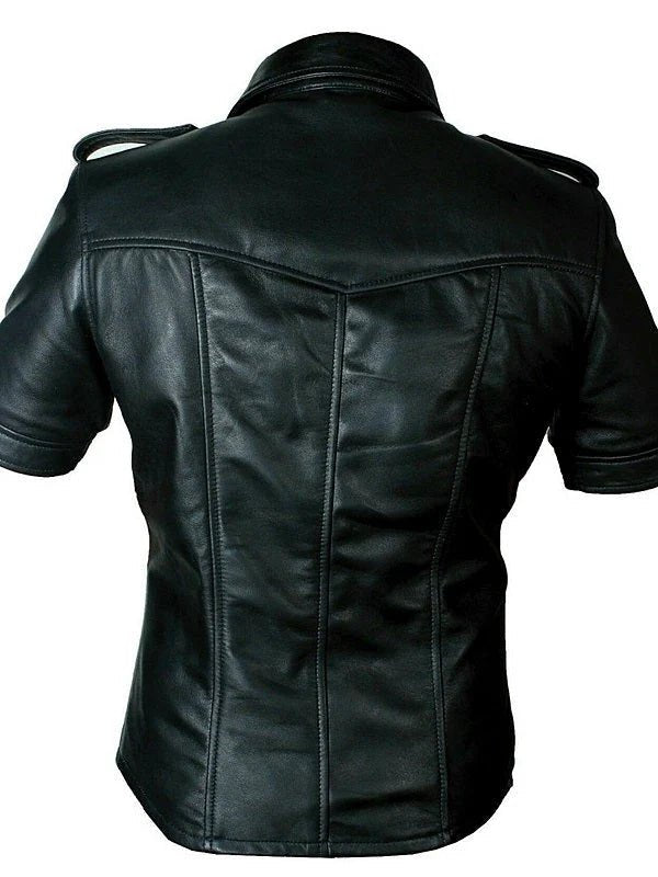 Real Leather Uniform Shirt – Short Sleeve, Classic & Stylish